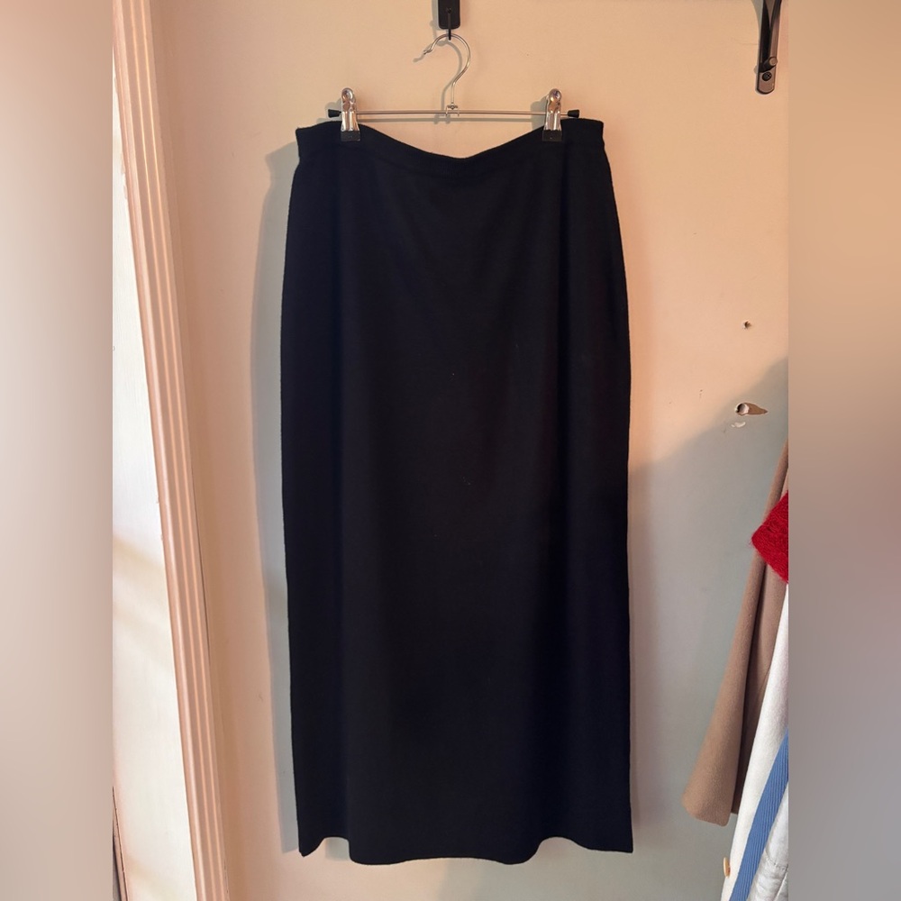 Adrianna Papéll Black Wool Blend Midi Skirt Size XL